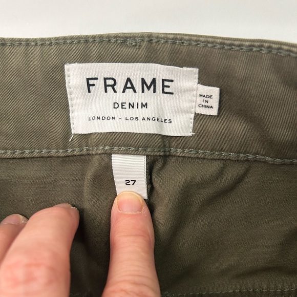 Frame Denim Wide Leg Pants High Rise Army Green Size 27. Never worn. Like New - Picture 5 of 7
